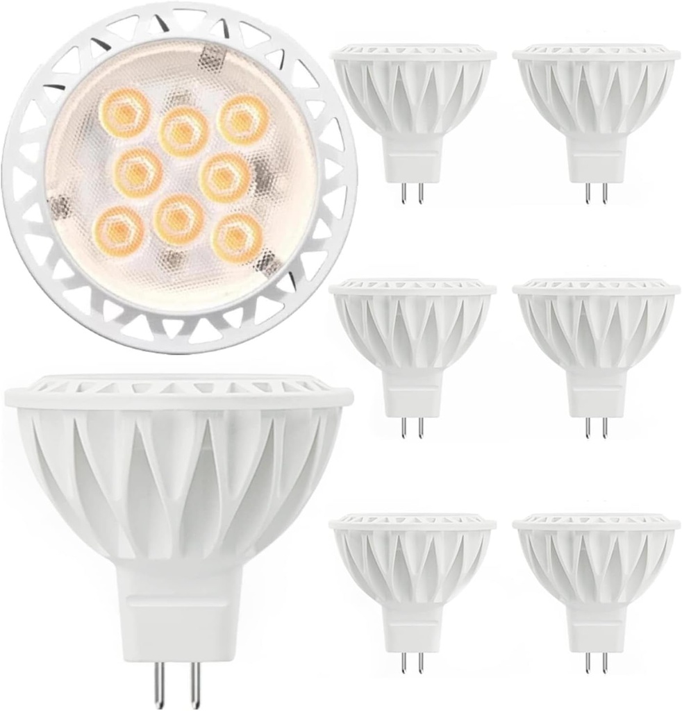 MR16 LED Bulbs 50W Halogen Equivalent Landscape Light Bulbs, 2700K Warm White 5W GU5.3 MR16 12V Spotlight Bulb, Non-Dimmable 38° Beam Angle for Landscape, Recessed, Track Lighting 6 Pack