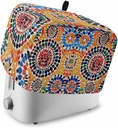 Colorful Boho Toaster Cover 4 Slice, Large Kitchen Appliance Covers, Watercolor Abstract Geometric Toaster Oven Cover with Loop, Bread Machine Cover Polyester Dust Cover Protection