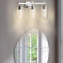 Brushed Nickel Vanity Lights 3-Light LED Bathroom Light Fixtures, Wall Sconce Lighting with Crystal Bubble Glass Dimmable Modern Bathroom Wall Lights fixtures Over Mirror