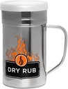 Outset Stainless Steel Dry Rub Shaker With Lid, 13oz Seasoning Dispenser