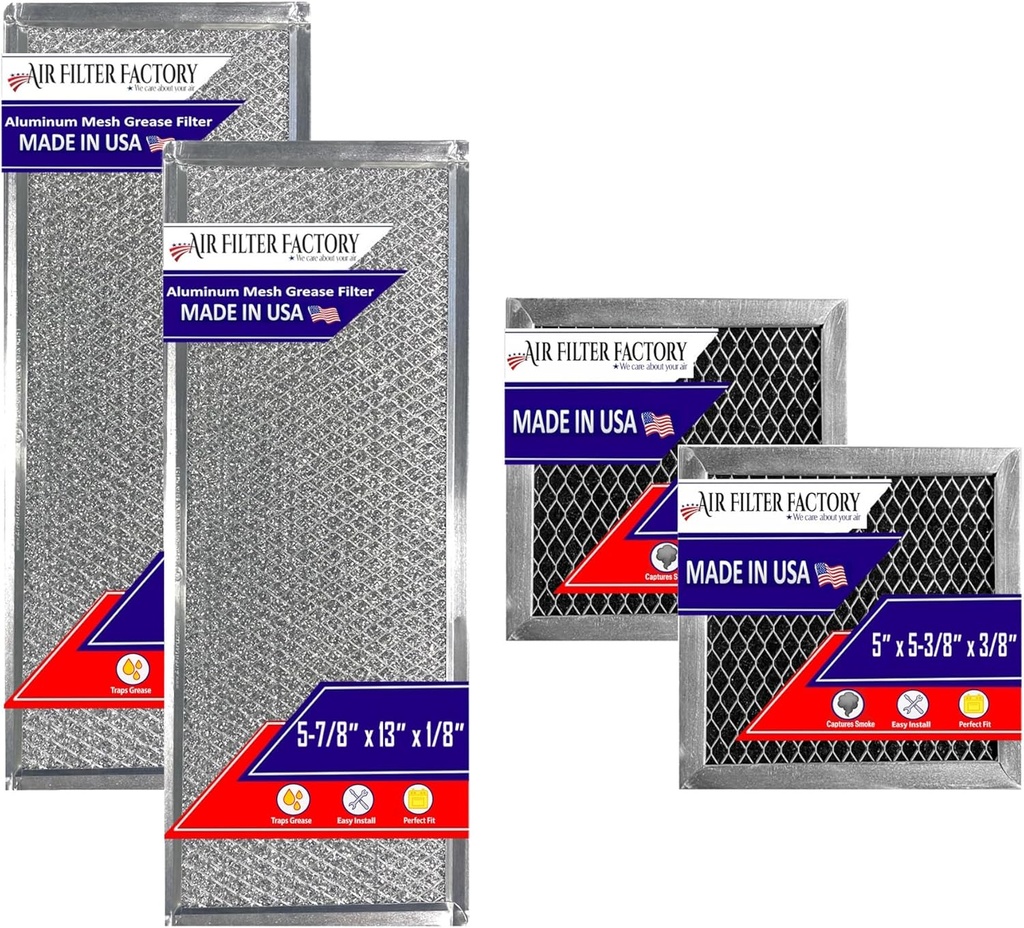 Air Filter Factory Aluminum Grease W10208631A And Charcoal Carbon 8206230A Filter Replacement For Whirlpool Microwave Oven Combo Pack