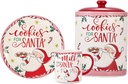 Bico Cartoon Santa Claus Milk & Cookies for Santa Set – Ceramic Cookie Jar, Plate & Mug – Christmas Eve Tradition for Kids, Holiday Kitchen Decor & Gift