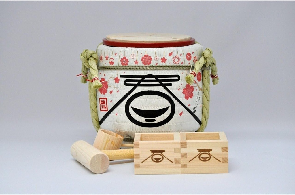 Mini Kagami Biraki Set: Special Sake Set for Celebrations Spring Breeze