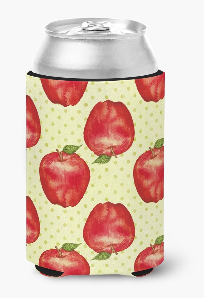 Caroline's Treasures BB7516CC Watercolor Apples and Polkadots Can or Bottle Hugger Cooler Washable Drink Sleeve Collapsible Beverage Insulated Holder, Can Hugger, Multicolor