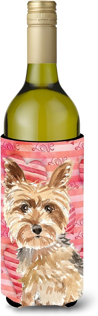 Caroline's Treasures CK1743LITERK Love a Yorkie Yorkshire Terrier Wine Bottle Hugger Bottle Cooler Sleeve Hugger Machine Washable Collapsible Insulator Beverage Insulated Holder