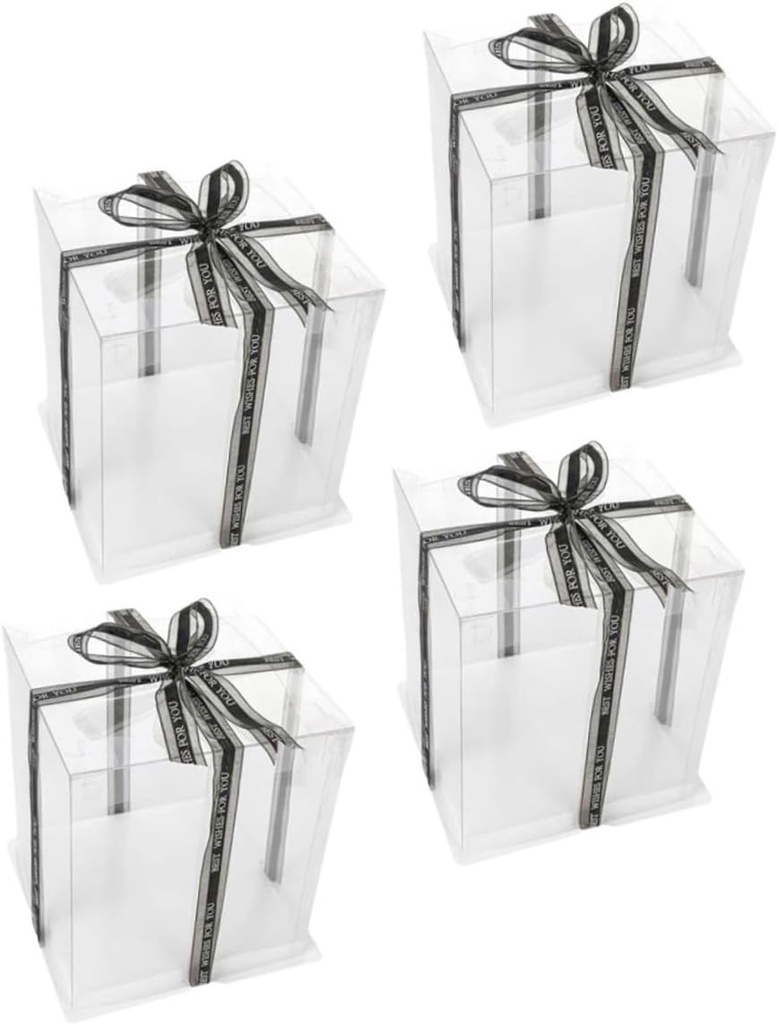 Healifty 4pcs Clear Cake Carrier for Cakes Creative Dessert Boxes for Muffins and Treats Easy Assembly Sturdy Pet Material for Bakery and Catering Events Style