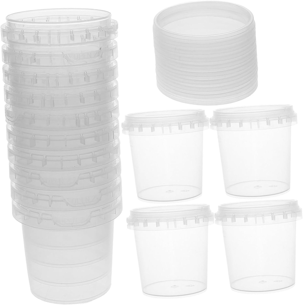 20pcs Plastic Storage Buckets with Lids Round Freezer Containers for Desserts Ice Cream and Kitchen Organization Airtight and Portable Food Packaging