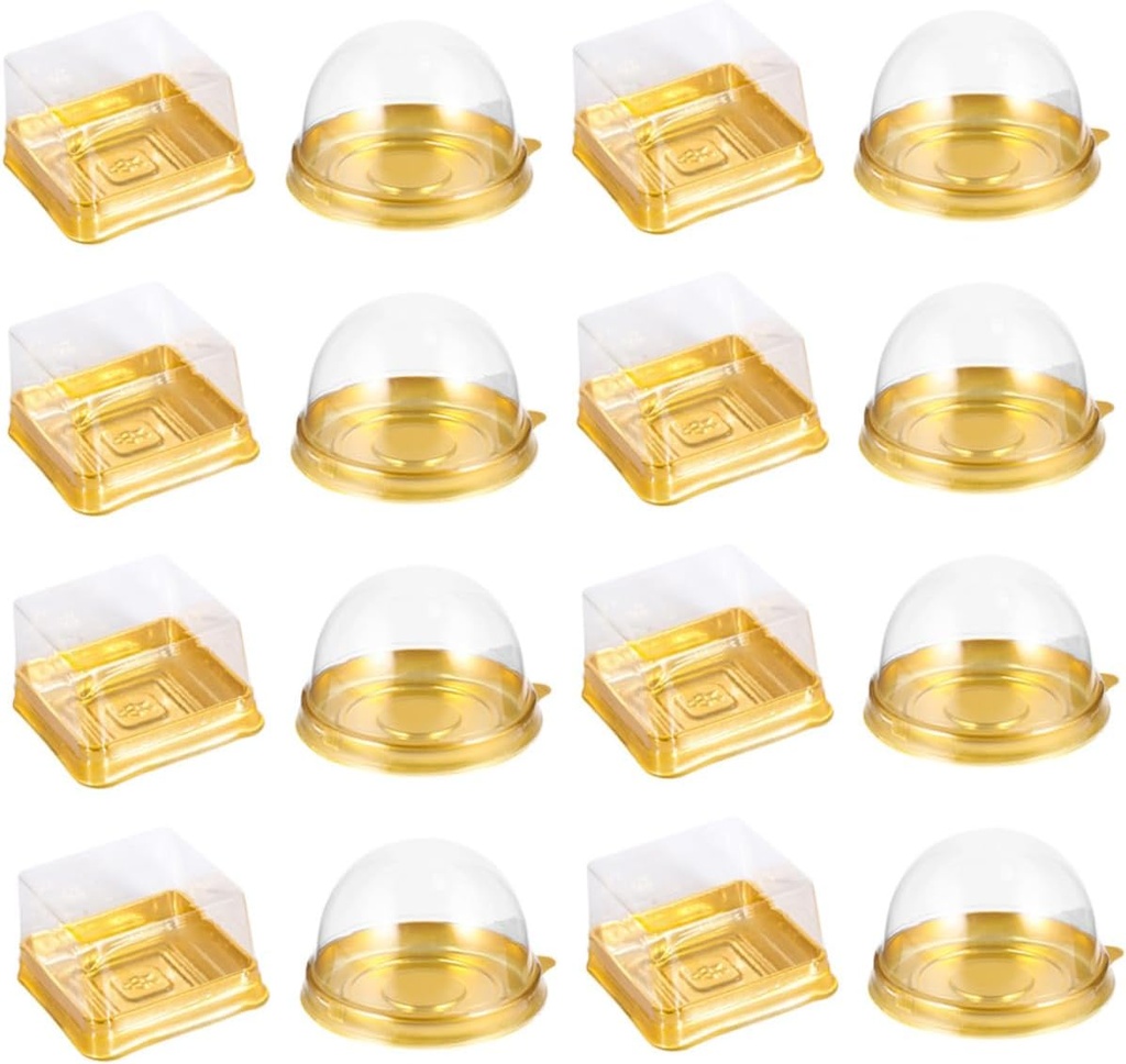 BESTOYARD 100 Pcs Waterproof Bakery Boxes Egg-Yolk Puff Containers Plastic Cupcake Packaging for Mooncake and Dessert Storage for Events and Celebrations