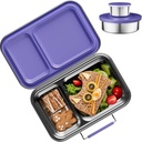 Stainless Steel Lunch Box for Kids, Leak Proof Bento Lunch Box BPA Free 304 Stainless Steel Bento Box Stainless Bento Box with Containers for School and Office(Purple)