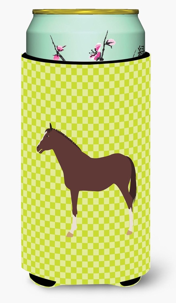 Caroline's Treasures BB7739TBC English Thoroughbred Horse Green Tall Boy Hugger Can Cooler Sleeve Hugger Machine Washable Drink Sleeve Hugger Collapsible Insulator Beverage Insulated Holder
