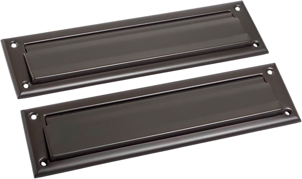 QCAA Solid Brass Mail Slot, with Solid Brass Interior Back Plate, 13" x 3.625", ORB US10B, 1 Pack, Made in Taiwan