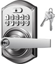 TEEHO TE004 Keyless Entry Keypad Door Lock with Handle - Smart Digital Electronic Lock for Interior Door with Anti-Peeping, Auto Lock & Passage Mode - Easy Installation - Satin Nickel