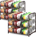 Vrisa Can Organizer Stackable Can Dispenser for Food Storage Can Rack Organizer for Pantry Cabinet Countertop Holds Up to 72 Cans Rustic Brown 2 Pack