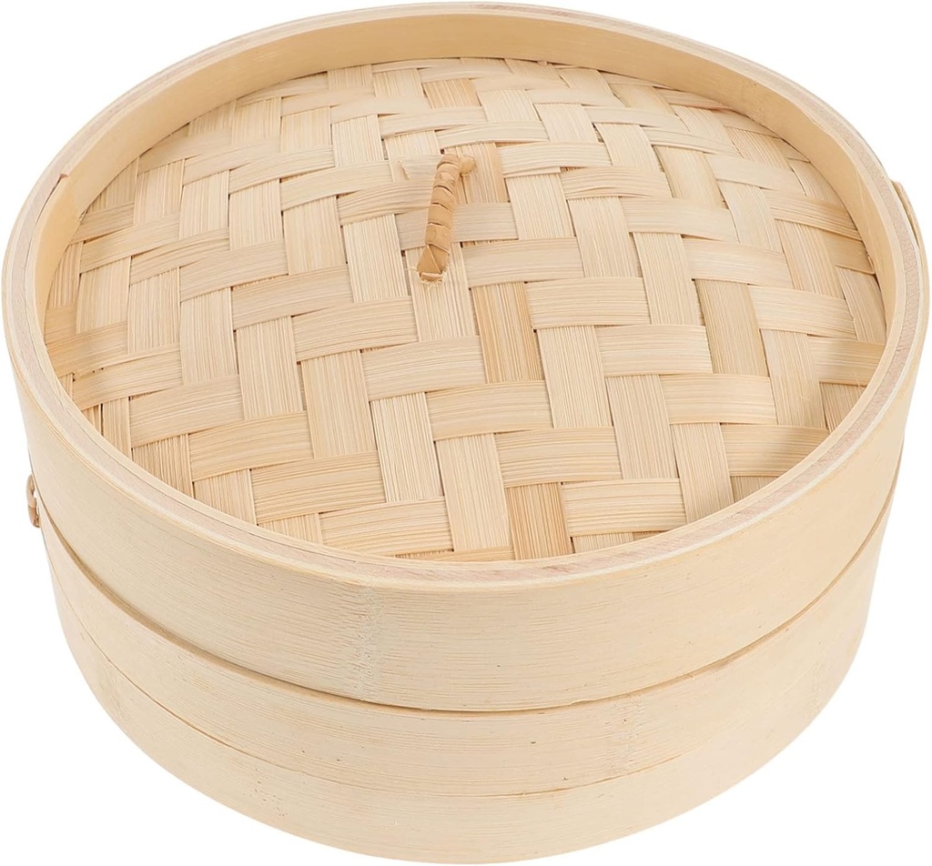 Unomor Bamboo Steamer Basket with Lid Reusable Cooking Tool for Steamed Buns Dumplings and Desserts Eco-friendly Bamboo Food Steamer for Healthy Cooking