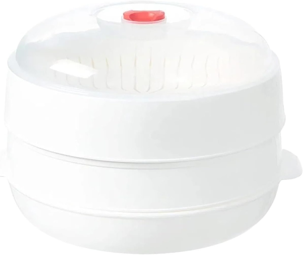 Microwave Oven Steamer With Lid and Tray, Layered Water Storage Design, Multifunctional Microwave Heating and Thermal Insulation Steamer Utensils for Vegetable, Cooking Dumplings (2 layers)