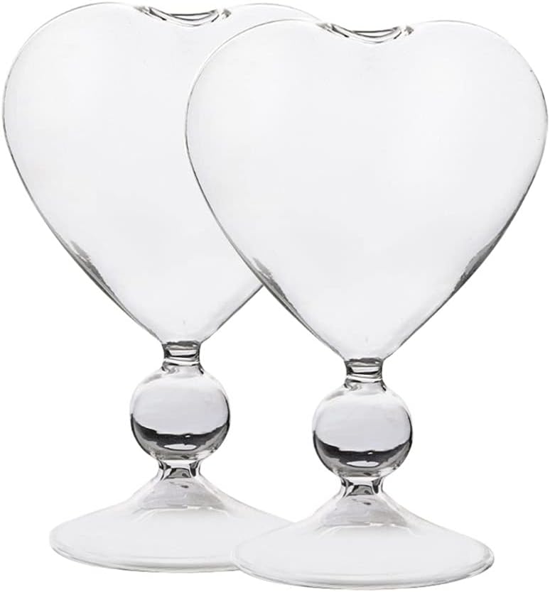 Cabilock 2pcs Heart-shaped Cocktail Goblets for Weddings and Parties Unique Love Shape Glasses for Celebrations Elegant and Drinkware