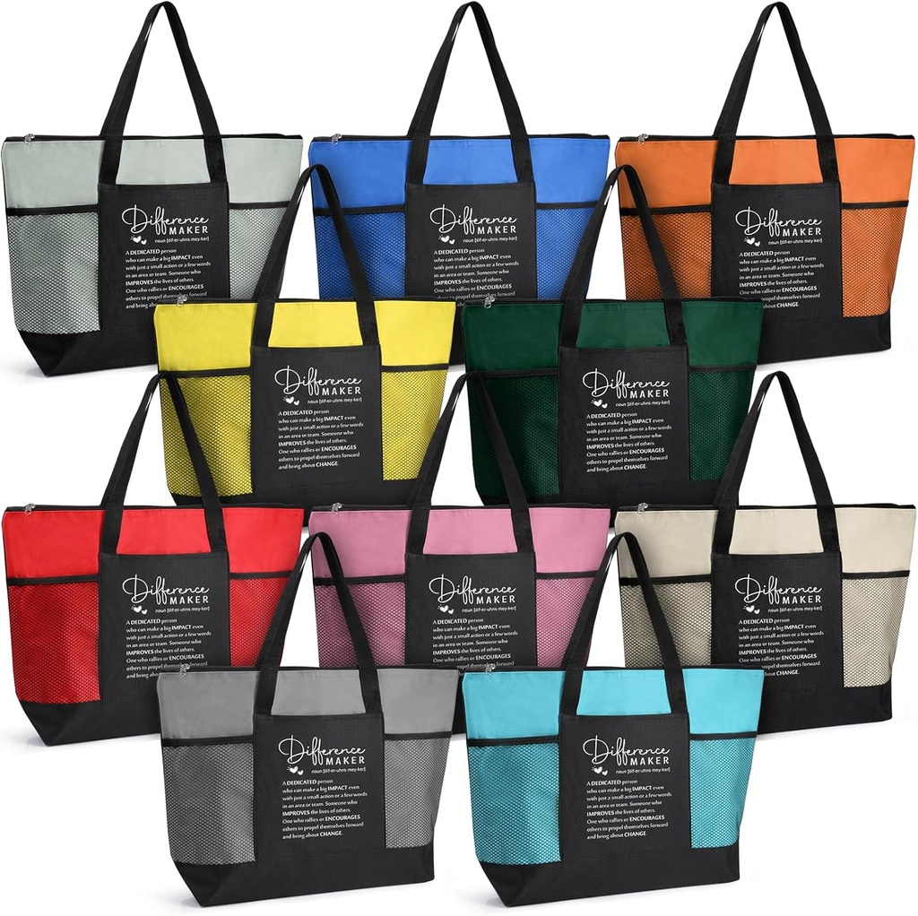 10 Pcs Difference Maker Appreciation Tote Bags for Women Employee Appreciation Staff Gifts for Teacher Nurse Christmas Church Gifts