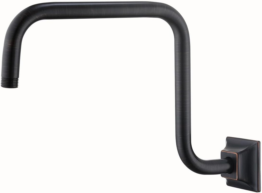 13" Gooseneck (S-Shape) Shower Arm Oil Rubbed Bronze Shower Head Extension with Unique Flange, Standard 1/2" Connection.SE91058-13-ORB