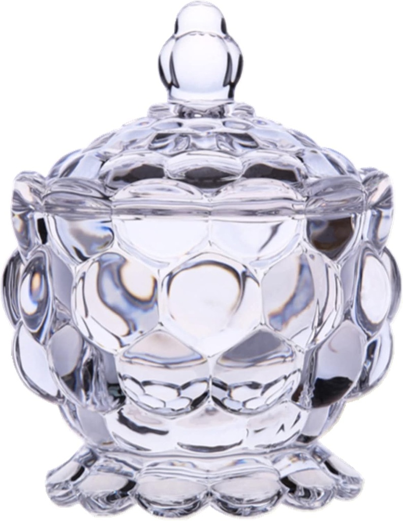 Crystal jewelry box, candy can, food can with cover, embossed transparent glass pharmacist can, wedding candy container, buffet can