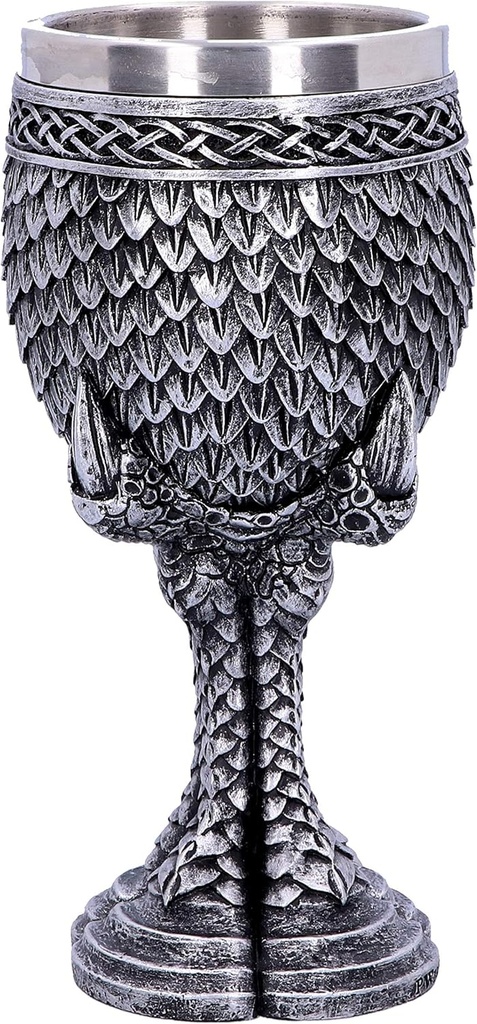 Nemesis Now U4708P9 Grey Scale Dragon Claw Goblet 16.7cm, Resin w. Stainless Steel