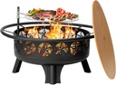 38” Wood Burning Fire Pits for Outside,3-in-1 Fire Pit with Grill, Spark Screen & Fire Poker,Outdoor Firepit Table with Swivel Cooking Grate for Yard BBQ Bonfire Patio Camping (38 inch)