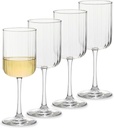 Libbey Paneled Stemmed Wine Glasses Set of 4, 13.5 Oz Fine Ribbed Line Clear Glasses, All Purpose Glasses for Wine, Cocktails and Spritzers
