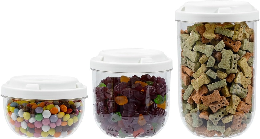 FABROK 6 Pack Candy Storage Organizer with Lid, Plastic Cookie Storage Jar for desk, Clear Plastic Container Canister for Laundry, Kitchen, Bathroom