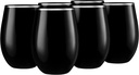 Decorline Elegant Black with Silver Rim Stemless Wine Goblets - 16 oz (Set of 6), Plastic & Party-Ready Glassware, Perfect for Celebrations & Chic Gatherings