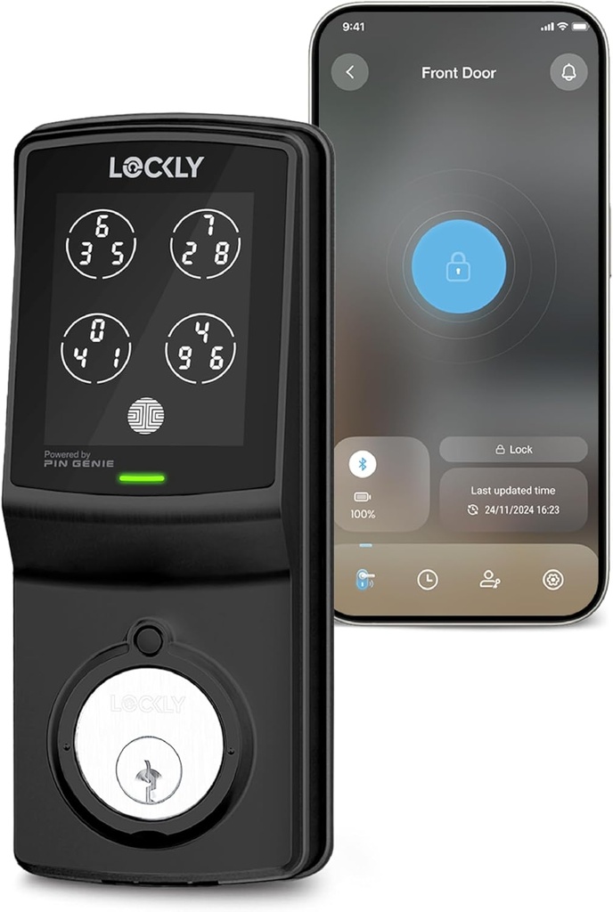 Lockly Smart Lock Model 7S, Bluetooth Smart Door Lock, Keyless Entry with PIN Genie® Digital Keypad, Front Door Lock Deadbolt, Voice Control & Auto Lock