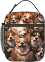 Reusable Corgi Lunch Box for Kids, Insulated Cute Dog Cartoon Bag,Polyester Cooler Pet Lovers Handbags Case for School Picnic Work Travel Beach or Hiking, Gifts