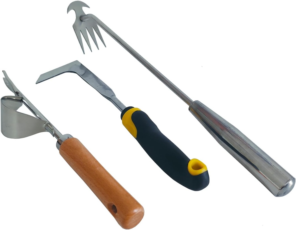 3 Pack Weed Remover Tool for Garden Patio, Manual Hand Weeder Tool, Crack Weeder Crevice Weeding Tool, 4 Teeth Weed Puller, Manual Tool for Lawn and Garden (Black)