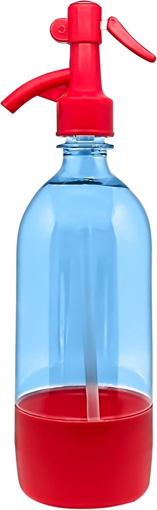 Seltzer bottle for home made seltzer and club soda/vintage style retro seltzer bottle with dispenser (red with blue bottle)