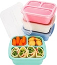 Lunchable Container for Kids and Adults, Snack Containers Bento Snack Boxes 3-Compartment Food Containers for School, Work and Travel, Meal Prep Containers Reusable Bento Box for Kids 4 Pack