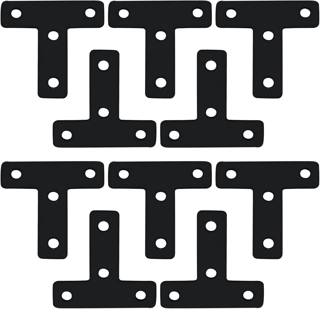 T Tulead Flat Corner Braces T-Shape Corner Brackets Iron Mending Plates Furniture Repair Braces Joint Fasteners 2-Inch,10PCS with Screws