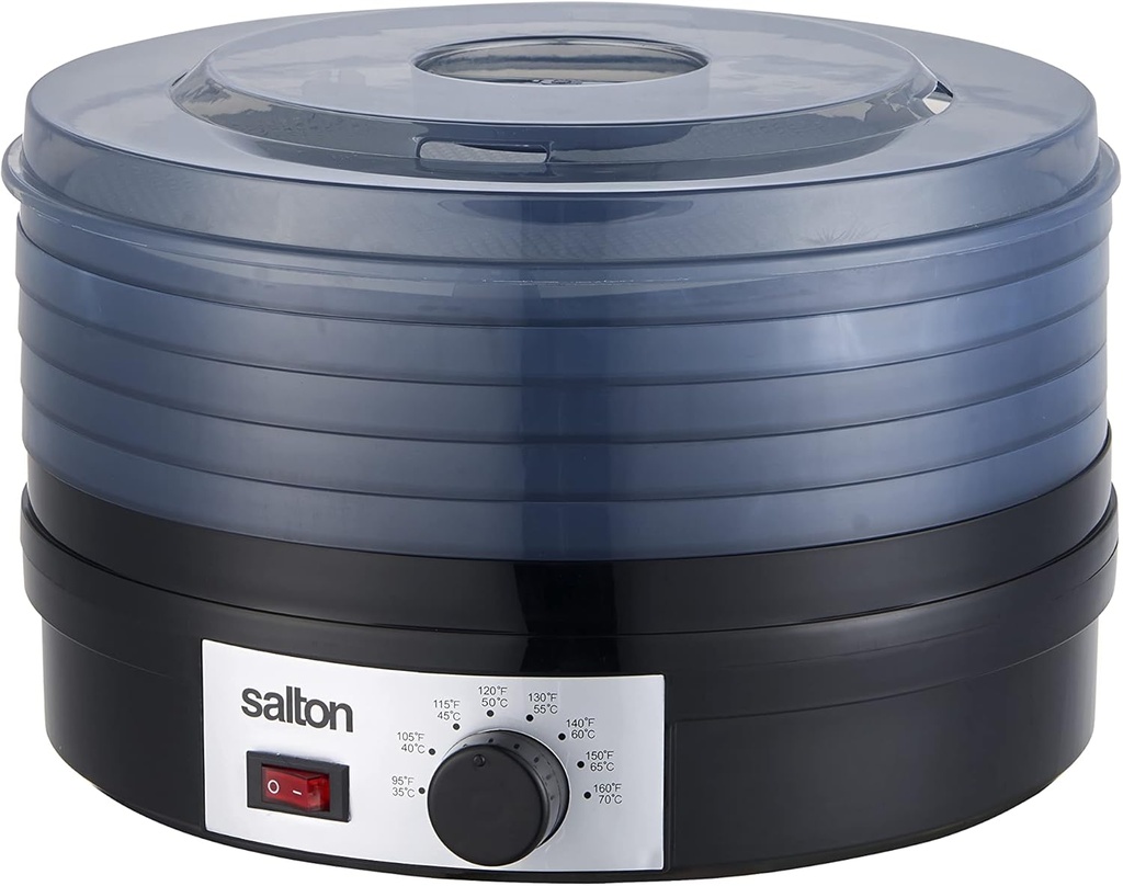 Salton Electric Food Dehydrator for Fruit and Jerky With Adjustable Temperature Control, Black