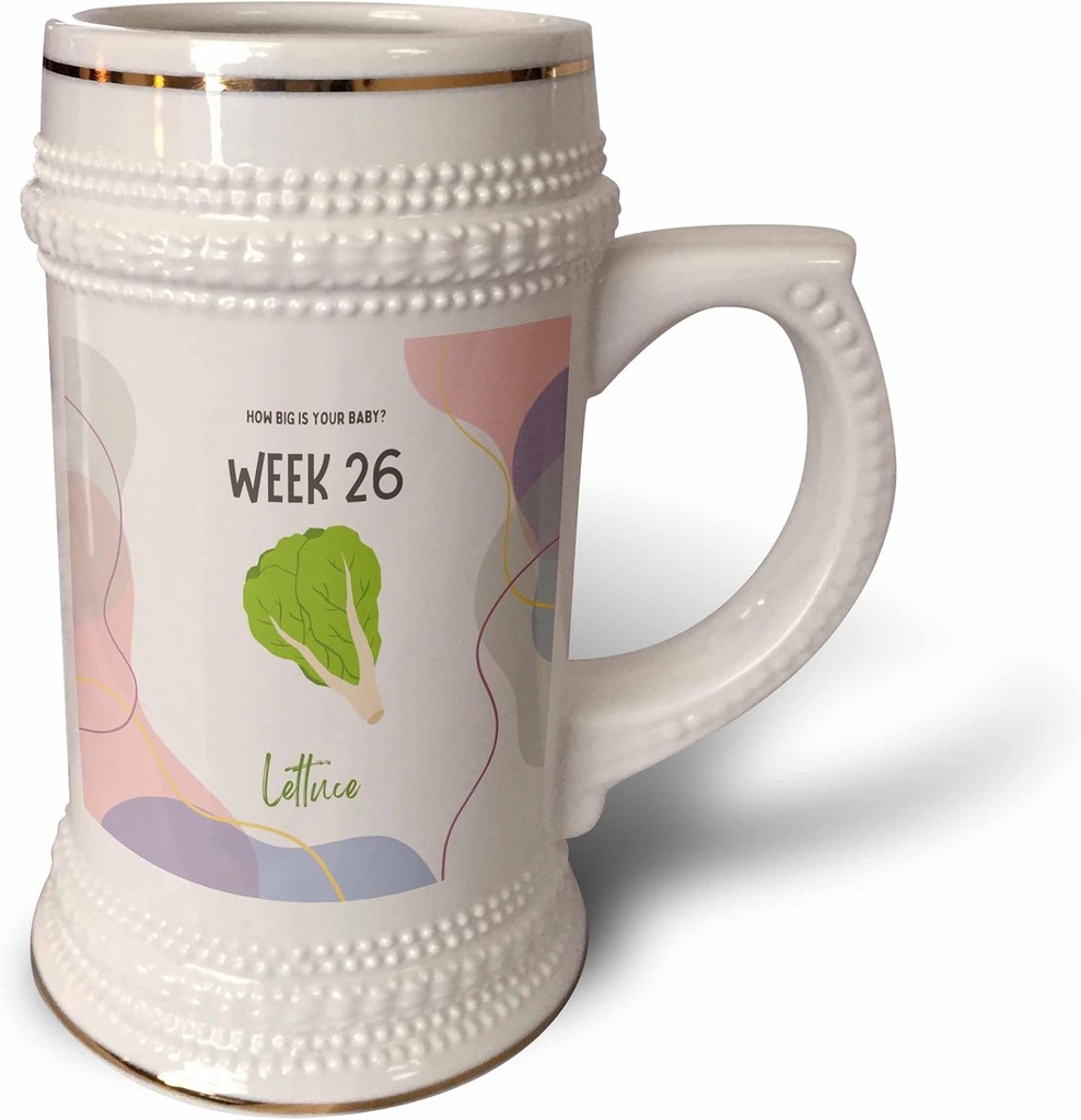 3dRose Image of Lettuce how big is your baby week 26-22oz Stein Mug (stn-388478-1)