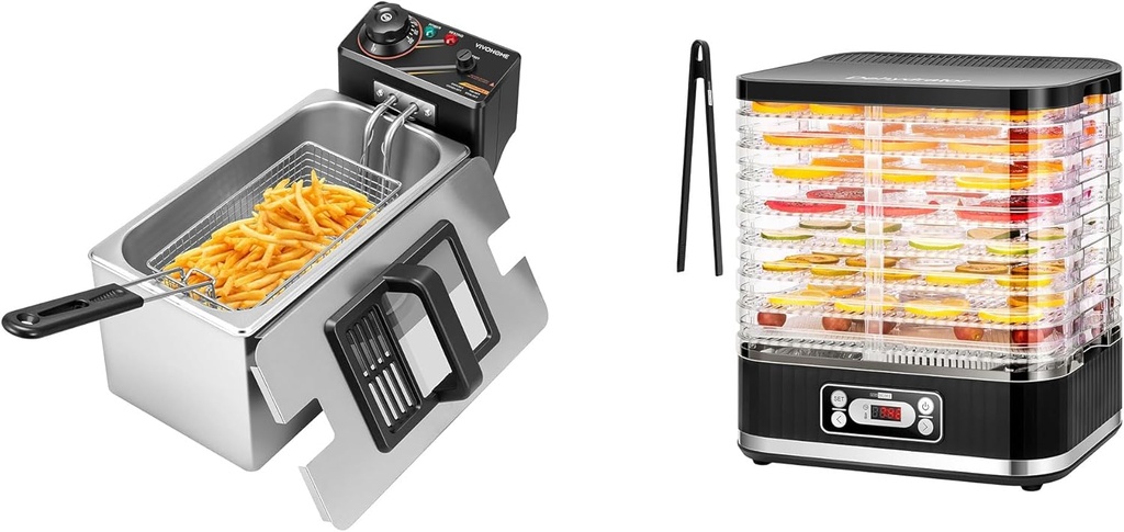 VIVOHOME Electric Deep Fryer with 4L / 17 Cup Oil Capacity, and VIVOHOME Food Dehydrator, Electric 8 Trays Hydrator Machine