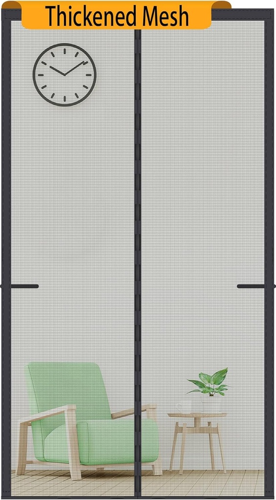 Upgraded Magnetic Screen Door Thicker 250g/m² Reinforced Mesh,36 Longer Magnets,Door Screen Magnetic Closure for Single Front Door,Retractable Sliding Screen Door,Fit Doors to 34 x 82 Inch,Black
