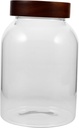 Clear Glass Storage Jar with Wooden Lid Airtight Container for Dog Food Grains Sugar and Cookies Stylish Kitchen Canister for Freshness and Organization