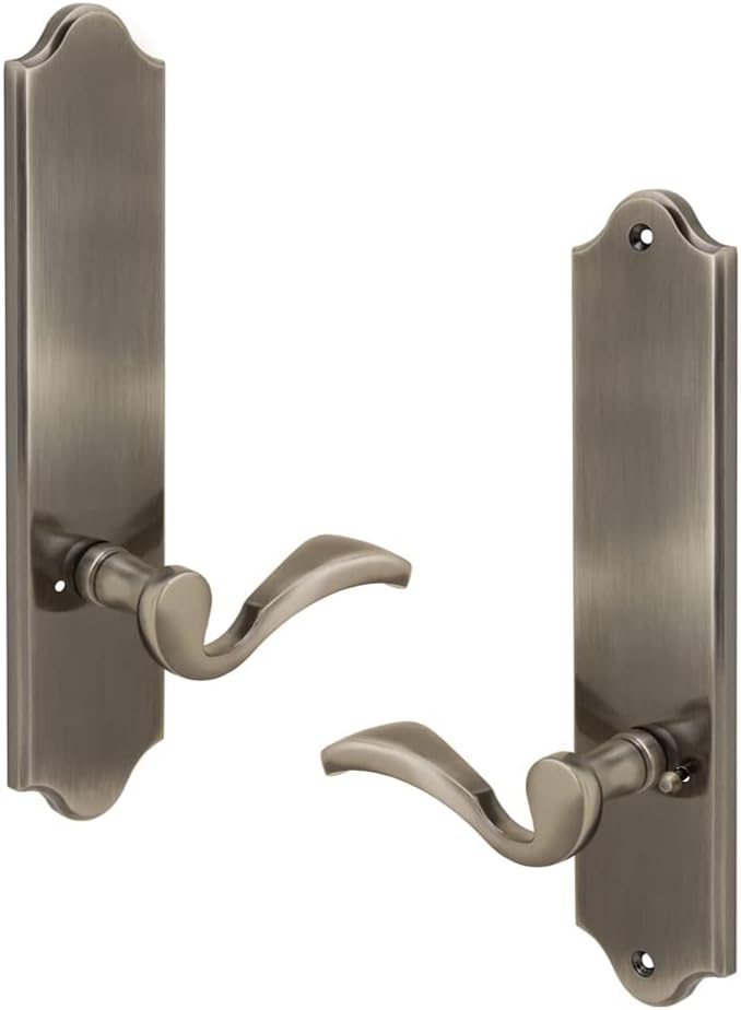 Royal Zinc Die-Cast Lever Set and Back Plates, Privacy Function in Antique Nickel, 2-3/4” Backset, Right Hand