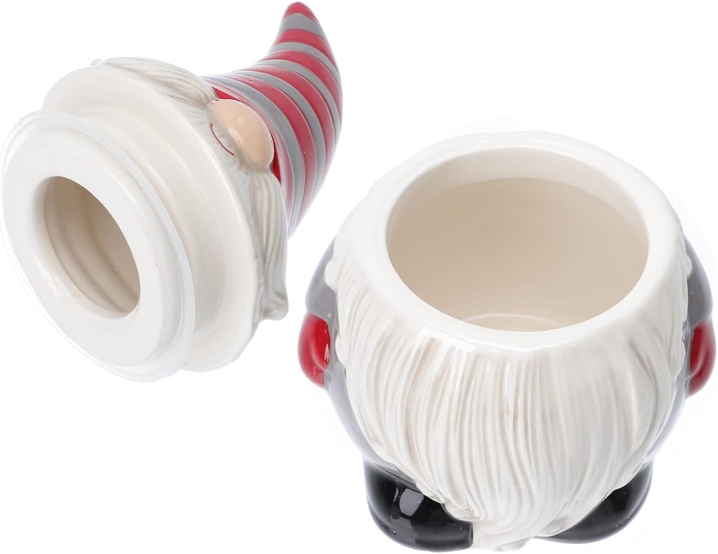 NUOBESTY 1Pc Christmas Gnome Food Jar Xmas Gnome Man Canister with Lid Ceramic Gnome Jar Painted Storage Jar for Christmas Food Cookie Candy Jewelry Home Table Decors