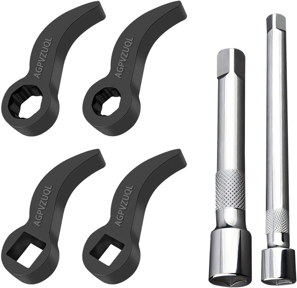 6PCS Pry Bar Wrench Adaptor Head-1/2 & 3/8" Crowbar Adapter for Half Shaft Removal Car Repair In Tight Spaces, With Extension Bar Adjustable Pry Bar, Compatible With Ratchet Drive Tools