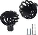 BokWin 6Pcs Birdcage Round Cabinet Knob, 1.3" x 1.5"(D x H) Iron Round Flat Metal Knob for Drawer Dresser Wardrobe with Mounting Screws (Dark Black)
