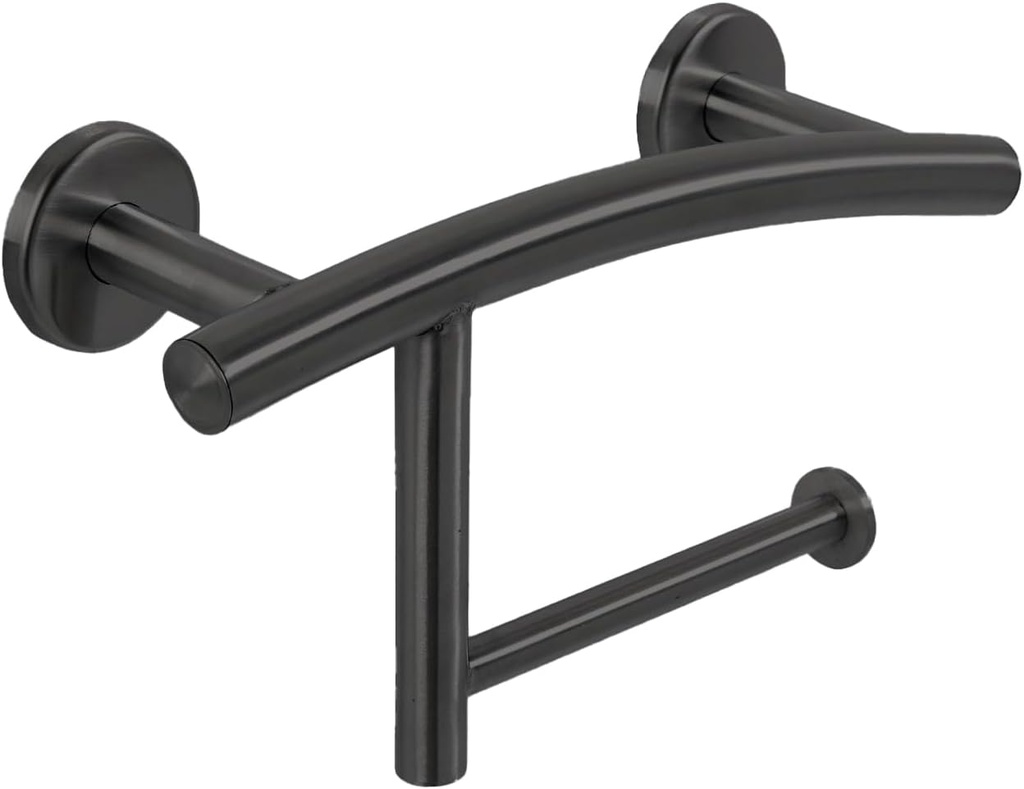 Grab Bar Mega Roll Toilet Paper Holder | ADA Compliant Shower Bar Made of 304 Stainless Steel | Grab Bars for Bathtubs and Showers (Matte Black)