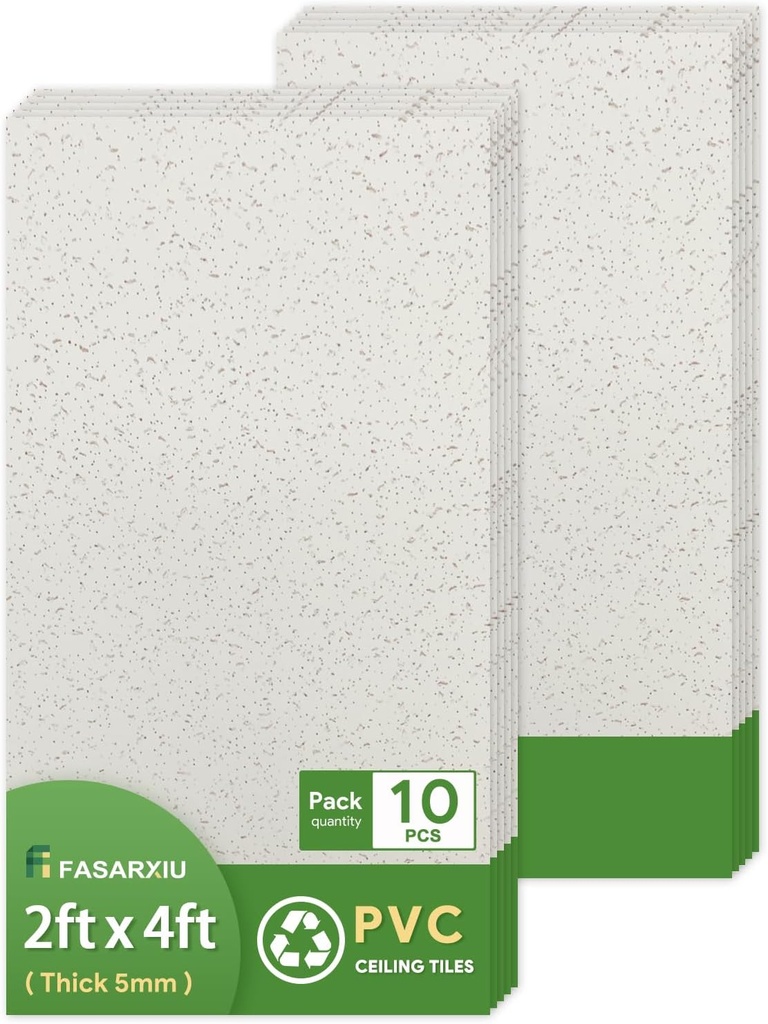 2ft x 4ft Printed Pro Ceiling Tiles Waterproof, Washable and Fire-Rated- High-Grade PVC Ceiling Tiles 24"x48" - Easy Drop-in Installation - Case of 10 (80 sq. ft.)