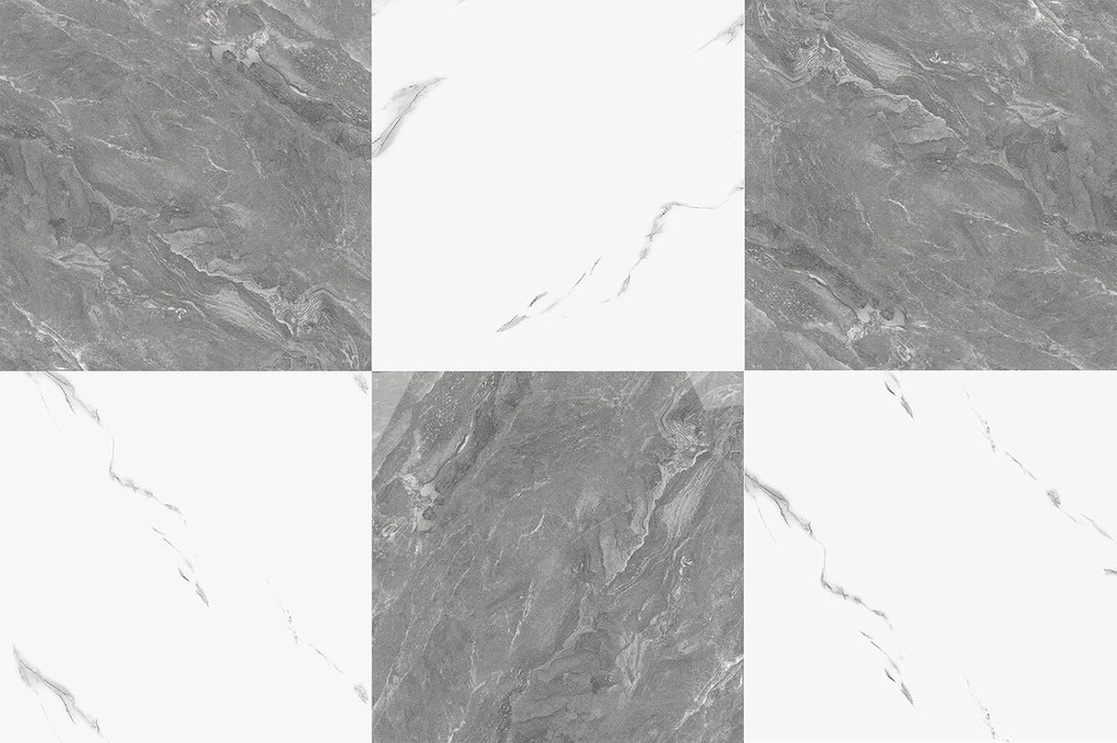 40-Pack 40 Sq.Ft Peel and Stick Floor Tiles Vinyl Glossy Pattern Flooring, 12” x 12” Self Adhesive Vinyl Flooring DIY for Kitchen, Bathroom, Laundry, Polish Dark Grey&White Marble