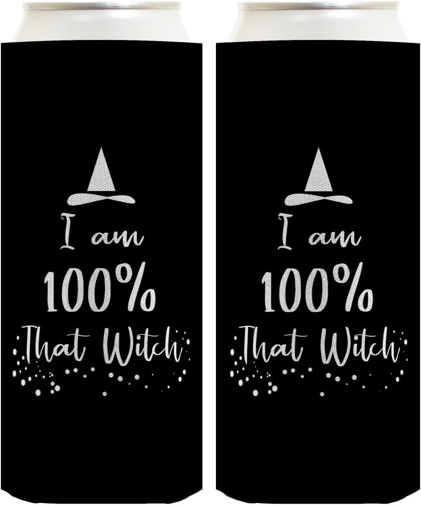 Halloween Decorations Indoor I am 100% That Witch 2-Pack Ultra Slim Can Thermocoolers