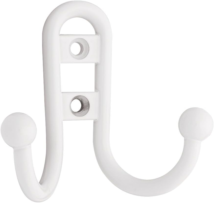 BRAINERD B46115J-W-C Double Robe Hook with Ball End, White