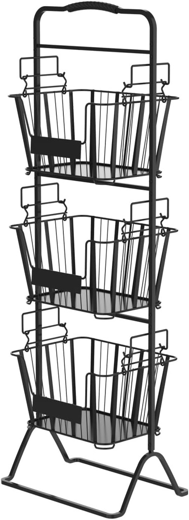 oceanstar 3-Tier Metal Wire Storage Basket Stand with Removable Baskets – Black