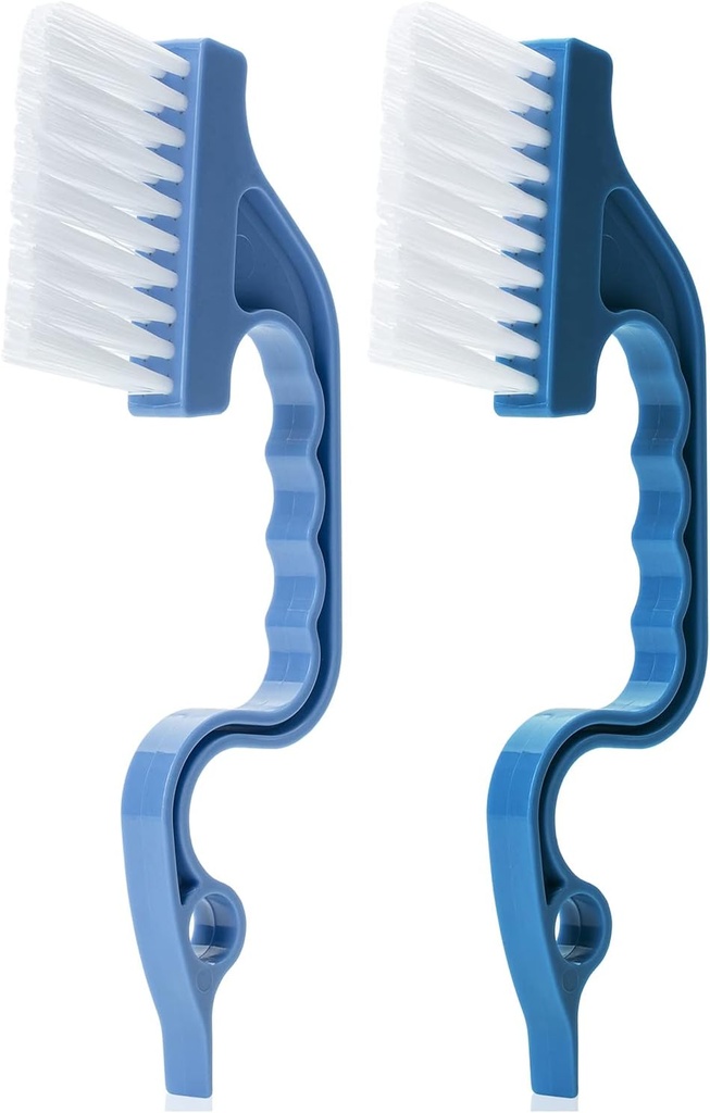 Slick- Window Track Cleaning Brush, 2 Pack, Blue Ergonomic Handle, Built-in Scraper, Multipurpose, Window Track Cleaning Tools
